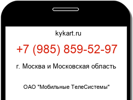 Информация о номере телефона +7 (985) 859-52-97: регион, оператор