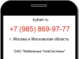 Информация о номере телефона +7 (985) 869-97-77: регион, оператор