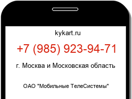 Информация о номере телефона +7 (985) 923-94-71: регион, оператор