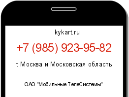Информация о номере телефона +7 (985) 923-95-82: регион, оператор