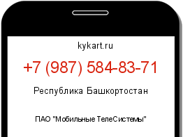 Информация о номере телефона +7 (987) 584-83-71: регион, оператор