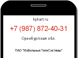 Информация о номере телефона +7 (987) 872-40-31: регион, оператор