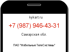 Информация о номере телефона +7 (987) 946-43-31: регион, оператор