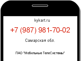 Информация о номере телефона +7 (987) 981-70-02: регион, оператор
