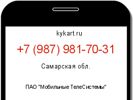 Информация о номере телефона +7 (987) 981-70-31: регион, оператор