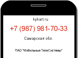 Информация о номере телефона +7 (987) 981-70-33: регион, оператор