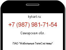 Информация о номере телефона +7 (987) 981-71-54: регион, оператор