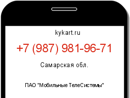 Информация о номере телефона +7 (987) 981-96-71: регион, оператор