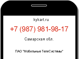 Информация о номере телефона +7 (987) 981-98-17: регион, оператор