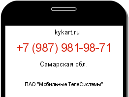 Информация о номере телефона +7 (987) 981-98-71: регион, оператор