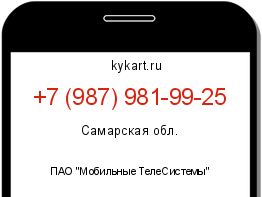Информация о номере телефона +7 (987) 981-99-25: регион, оператор