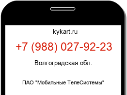 Информация о номере телефона +7 (988) 027-92-23: регион, оператор