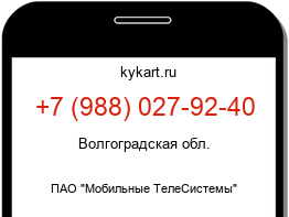 Информация о номере телефона +7 (988) 027-92-40: регион, оператор
