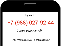 Информация о номере телефона +7 (988) 027-92-44: регион, оператор