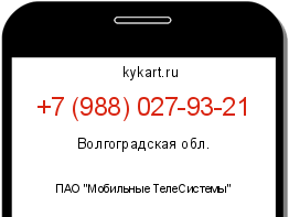Информация о номере телефона +7 (988) 027-93-21: регион, оператор