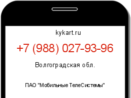 Информация о номере телефона +7 (988) 027-93-96: регион, оператор