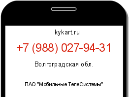 Информация о номере телефона +7 (988) 027-94-31: регион, оператор