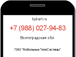 Информация о номере телефона +7 (988) 027-94-83: регион, оператор