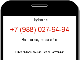 Информация о номере телефона +7 (988) 027-94-94: регион, оператор
