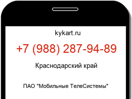 Информация о номере телефона +7 (988) 287-94-89: регион, оператор