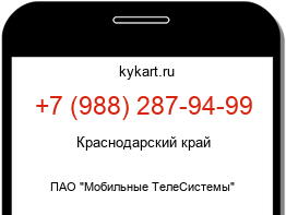 Информация о номере телефона +7 (988) 287-94-99: регион, оператор