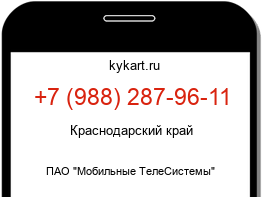 Информация о номере телефона +7 (988) 287-96-11: регион, оператор