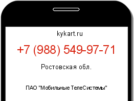 Информация о номере телефона +7 (988) 549-97-71: регион, оператор