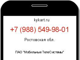 Информация о номере телефона +7 (988) 549-98-01: регион, оператор