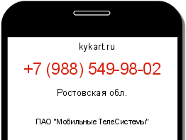 Информация о номере телефона +7 (988) 549-98-02: регион, оператор