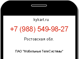 Информация о номере телефона +7 (988) 549-98-27: регион, оператор