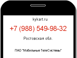 Информация о номере телефона +7 (988) 549-98-32: регион, оператор