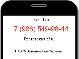 Информация о номере телефона +7 (988) 549-98-44: регион, оператор
