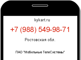 Информация о номере телефона +7 (988) 549-98-71: регион, оператор
