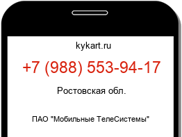 Информация о номере телефона +7 (988) 553-94-17: регион, оператор