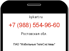 Информация о номере телефона +7 (988) 554-96-60: регион, оператор