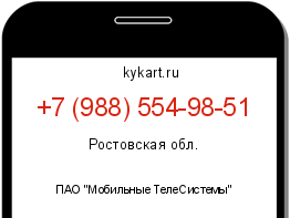 Информация о номере телефона +7 (988) 554-98-51: регион, оператор