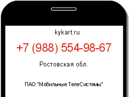 Информация о номере телефона +7 (988) 554-98-67: регион, оператор