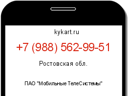 Информация о номере телефона +7 (988) 562-99-51: регион, оператор
