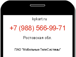 Информация о номере телефона +7 (988) 566-99-71: регион, оператор
