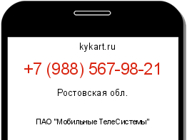 Информация о номере телефона +7 (988) 567-98-21: регион, оператор
