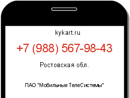 Информация о номере телефона +7 (988) 567-98-43: регион, оператор