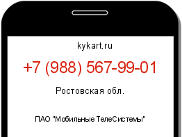 Информация о номере телефона +7 (988) 567-99-01: регион, оператор