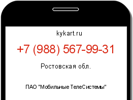 Информация о номере телефона +7 (988) 567-99-31: регион, оператор