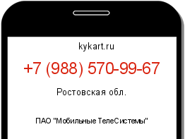 Информация о номере телефона +7 (988) 570-99-67: регион, оператор