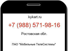 Информация о номере телефона +7 (988) 571-98-16: регион, оператор