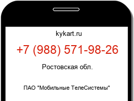 Информация о номере телефона +7 (988) 571-98-26: регион, оператор