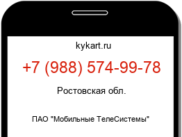 Информация о номере телефона +7 (988) 574-99-78: регион, оператор