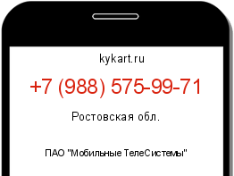 Информация о номере телефона +7 (988) 575-99-71: регион, оператор