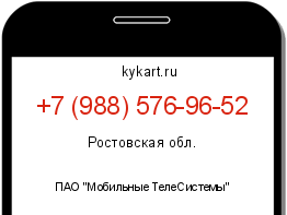 Информация о номере телефона +7 (988) 576-96-52: регион, оператор