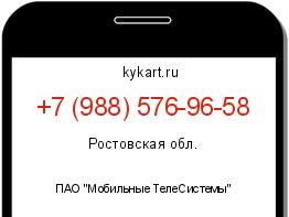 Информация о номере телефона +7 (988) 576-96-58: регион, оператор